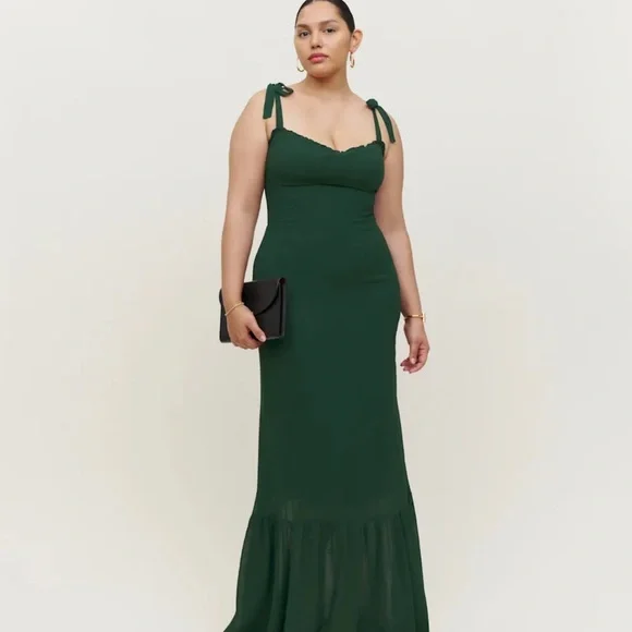 Reformation | Dresses | Reformation Elegant Green Maxi Dress | Poshmark